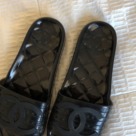 Chanel CC Jelly Sandal Slides Black PVC - Picture 4 of 5